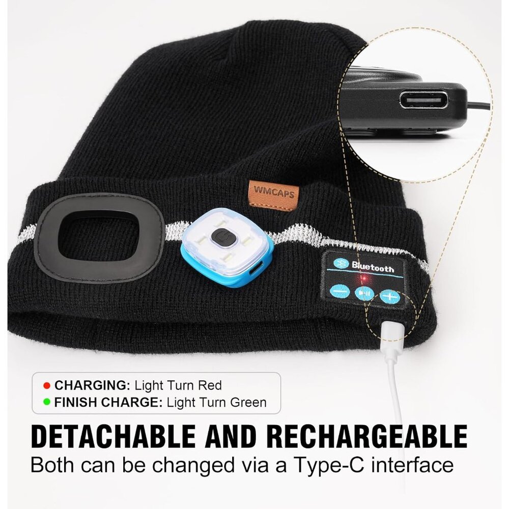 Reflective Stripe Bluetooth Beanie With A Light H… - image 5